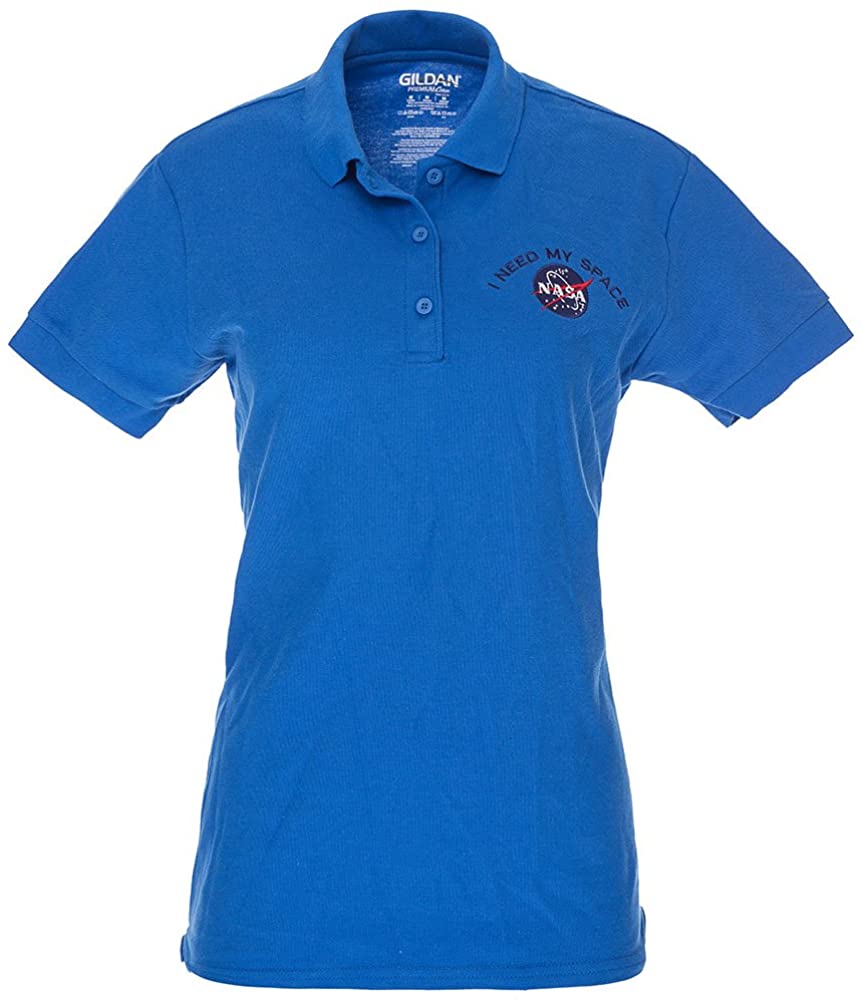 Ladies I Need My Space NASA Meatball Embroidered Poly Jersey Polo Shirt