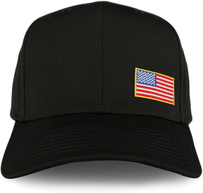 Armycrew XXL Oversize USA Small Side Flag Iron On Patch Solid Baseball Cap - Black