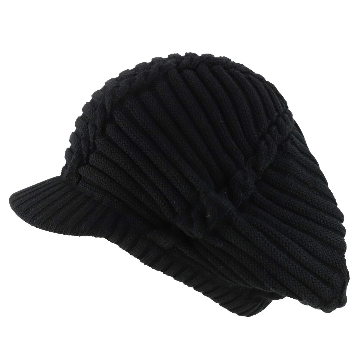 Armycrew Dreadlock Deep Shell RGY Cable Knit Cotton Rasta Beanie with Brim