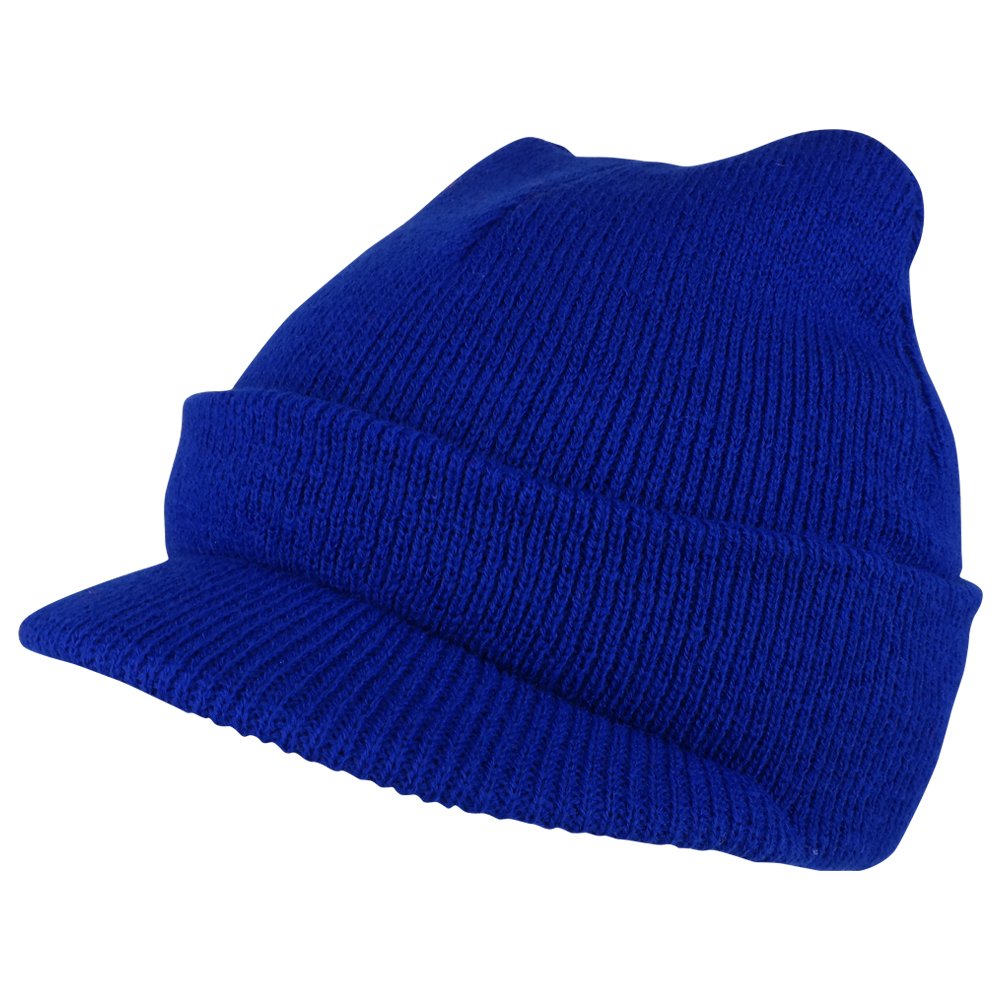 Kid's Winter Knitted Cuffed Beanie with Pre-Curved Bill