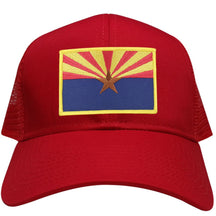 Arizona Home State Flag Embroidered Iron on Gold Border Patch Snapback Mesh Trucker Cap