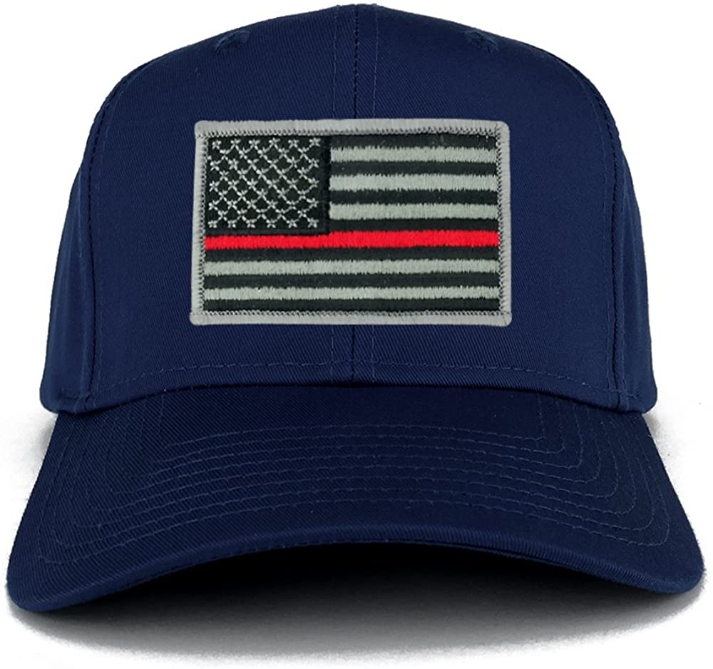 Armycrew XXL Oversize Thin Red Line USA American Flag Patch Solid Baseball Cap