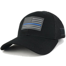 Armycrew Thin Blue Line American Flag 3D Rubber Tactical Patch Low Crown Adjustable Mesh Cap