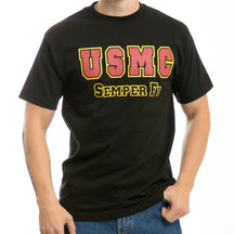 Rapid Dominance Classic USMC Semper Fi 100% Cotton T-Shirt - Black - Small