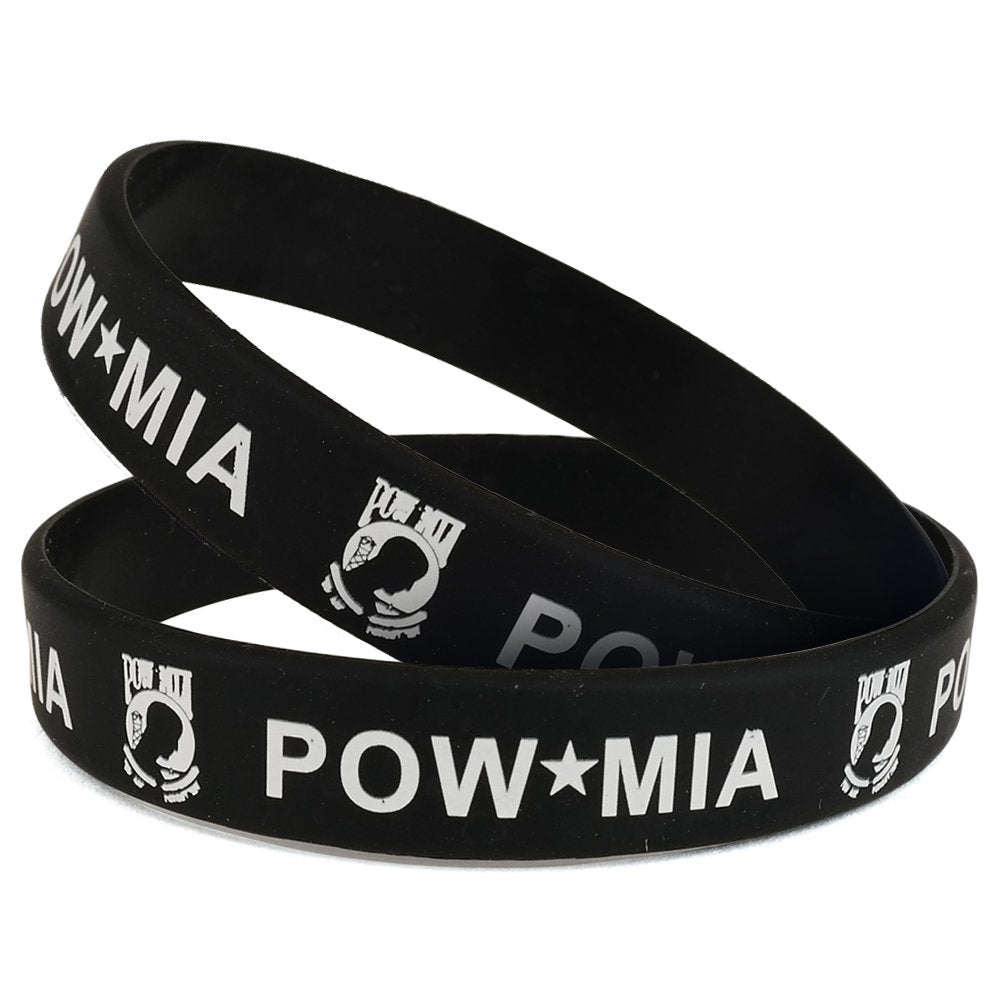 United States POW MIA Printed Silicon Military Bracelet Wristband - 2 Pack