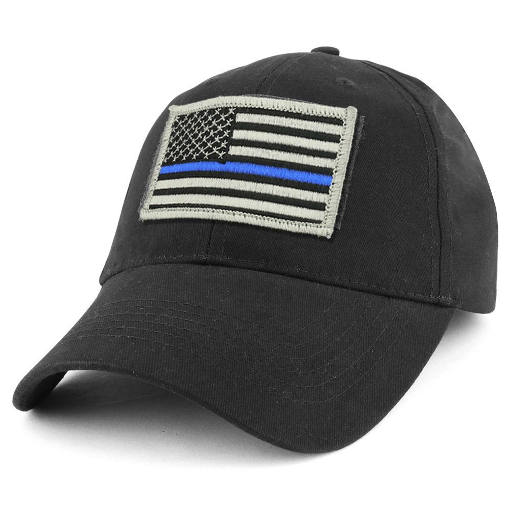 Armycrew USA Thin Blue Flag Tactical Patch Cotton Adjustable Baseball Cap