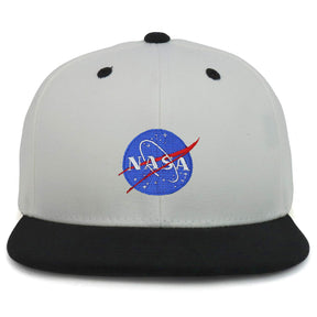 Armycrew Youth Kid's Small NASA Insignia Patch Flat Bill Snapback 2-Tone Baseball Cap