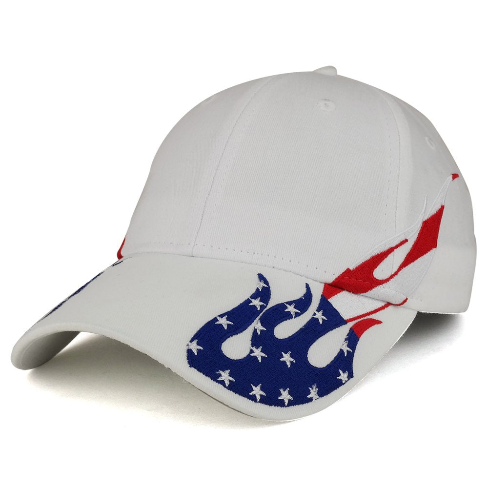 Armycrew US Flag Flame Pattern Brushed Cotton Twill Low Profile Baseball Cap