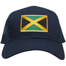 Jamaica Embroidered Gold Border Flag Iron On Patch Adjustable Mesh Trucker Cap