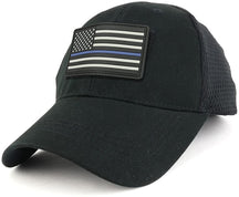 Armycrew USA Rubber Thin Blue Flag Tactical Patch Cotton Adjustable Trucker Cap