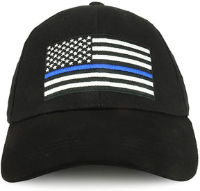 Armycrew USA Flag Thin Blue Line Embroidered Structured Cotton Twill Baseball Cap