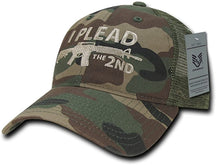 Armycrew I Plead The 2nd Embroidered Unstructured Mesh Back Cotton Cap