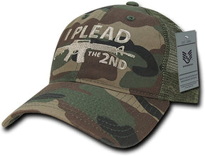 Armycrew I Plead The 2nd Embroidered Unstructured Mesh Back Cotton Cap