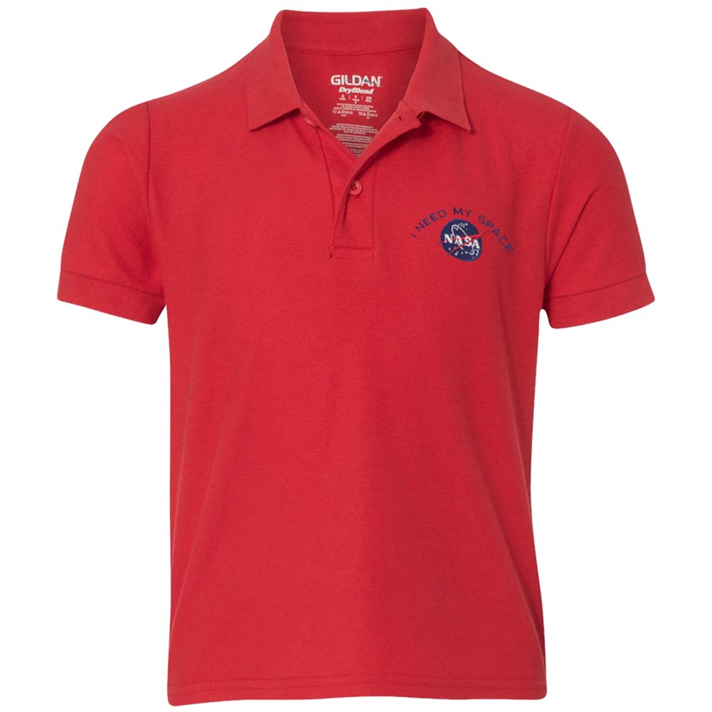 Youth I Need My Space NASA Insignia Embroidered Double Pique Polo Shirt