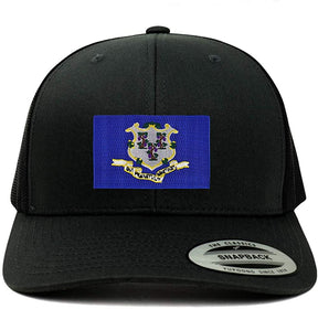 Armycrew New Connecticut State Flag Embroidered Patch Retro Trucker Mesh Cap