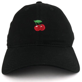 Armycrew Small Cherry Embroidered Washed Cotton Soft Crown Adjustable Dad Hat