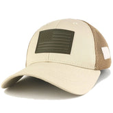 Armycrew US American Flag Olive 3-D Rubber Tactical Patch Low Crown Adjustable Mesh Cap