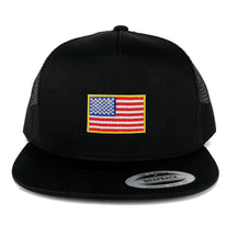 5 Panel Small Yellow American Flag Embroidered Iron On Patch Flat Bill Mesh Snapback