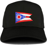 Armycrew New Ohio Home State Flag Embroidered Patch Adjustable Baseball Cap - Black