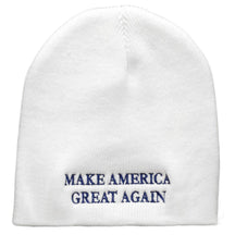 Made in USA, Donald Trump Make American Great Again Embroidered Short Knit Beanie - Grey