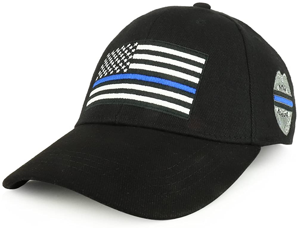Armycrew USA Flag Thin Blue Line Embroidered Structured Cotton Twill Baseball Cap