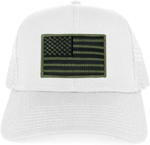 Armycrew USA American Flag Embroidered Patch Snapback Mesh Trucker Cap - White