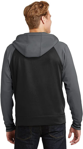 Men's Moisture-Wicking Varsity Two-Tone Fleece Full-Zip Hooded Jacket