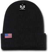 Rapid Dominance USA American Flag Label Acrylic Cuff Folded Beanie Hat