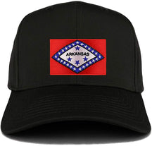 Armycrew XXL Oversize New Arkansas State Flag Patch Adjustable Baseball Cap - Black