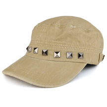 Distressed Flat Top Metallic Studded Frayed Cadet Style Army Cap