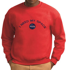 Men's NASA I Need My Space Insignia Embroidered Crewneck Sweatshirt