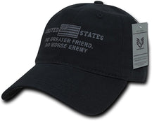 United States No Greater Friend, No Worse Enemy Embroidered Adjustable Baseball Cap
