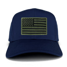 USA American Flag Logo Embroidered Iron On Patch Snap Back Cap - Navy