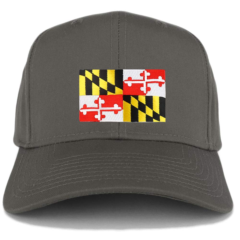 Armycrew XXL Oversize New Maryland State Flag Patch Adjustable Baseball Cap - Charcoal