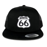 Armycrew Flexfit Route 66 White Black Patch 5 Panel Flatbill Mesh Snapback Cap