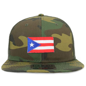 Armycrew Small Puerto Rico Flag Patch Structured Camo Trucker Cap