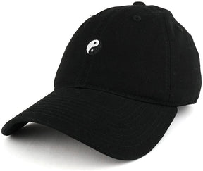 Small Yin Yang Embroidered Washed Cotton Soft Crown Adjustable Dad Hat