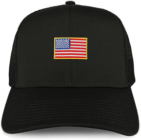 Armycrew XXL Oversize USA Small Flag Patch Mesh Back Trucker Baseball Cap - Black
