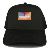 Small Yellow American Flag Embroidered Iron on Patch Adjustable Trucker Mesh Cap