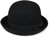 Armycrew Women's Plain Wool Felt Ribbon Grosgrain Band Bowler Hat