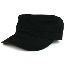 Garment Washed Cotton Twill with Heavy Stitching Flat Top Military Cap