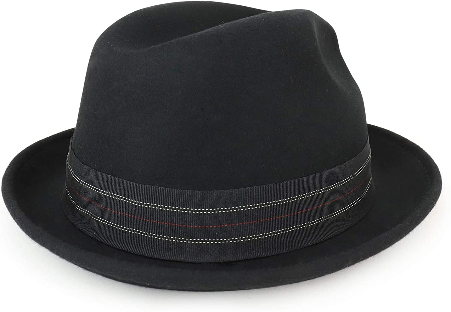 Armycrew XXL Oversize Wool Felt Pinch Fedora Hat with Stripe Band