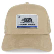 Armycrew California Thin Blue Line Flag Patch Structured Mesh Trucker Cap