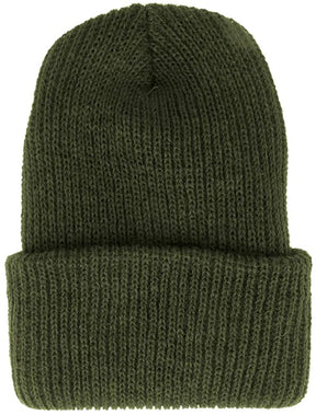 Made in USA, Acrylic Winter Watch Cap Long Cuff Folded Beanie
