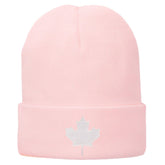 Canada Maple Leaf Embroidered Winter Cuff Long Beanie - White Flag