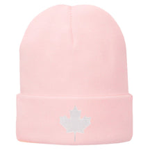 Canada Maple Leaf Embroidered Winter Cuff Long Beanie - White Flag