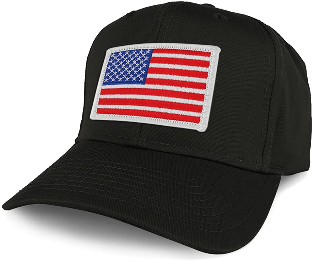 Armycrew XXL Oversize White USA American Flag Patch Solid Baseball Cap