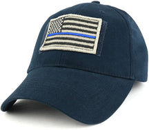 Armycrew USA Stone Thin Blue Flag Tactical Patch Cotton Adjustable Baseball Cap