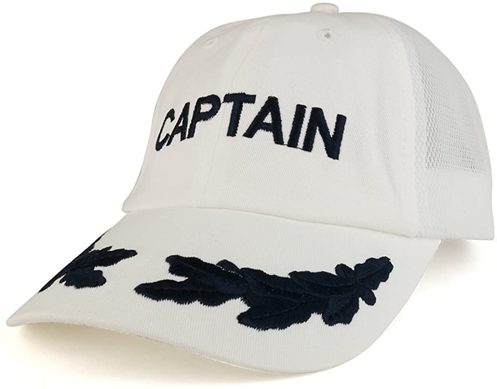 Captain and Oak Leaf Embroidered Soft Cotton Adjustable Mesh Cap