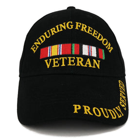 Armycrew Enduring Freedom War Veteran Ribbon Embroidered Structured Baseball Cap